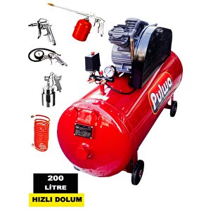 Rowemax Bakır Sargı 200 Litre 8 Bar/ 3hp Hızlı Dolum Çift Pistonlu Yağlı Sesli Kompresör Havalı Set