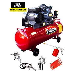 Rowemax Çift Pistonlu 100 Litre 8 Bar / 2hp  Yağlı Sesli Süper Hızlı Dolum Kompresör Havalı Set