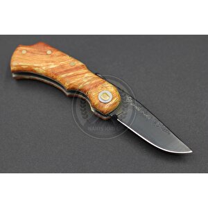 Stabilize Mapple Burl Ağacı Sap Kuyruk Milli Bushcraft Namlu Mini Çakı