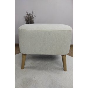 Beyaz Oval Puf, Çok Amaçlı Puf, Dekoratif Puf