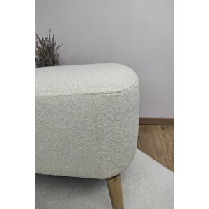 Beyaz Oval Puf, Çok Amaçlı Puf, Dekoratif Puf