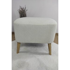 Beyaz Oval Puf, Çok Amaçlı Puf, Dekoratif Puf