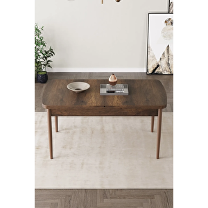 Zümra Serisi, Barok Desen 80x132 Açılabilir Mdf Yemek Masası Takımı 6 Adet Sandalye Krem
