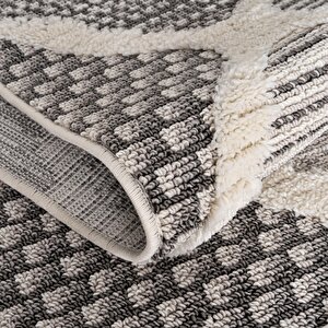 Cool Halı Sakura 2202 Gri Hav Toz Vermez Etnik Desenli Modern Dokuma Bukleli Salon Halısı