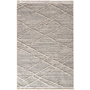 Sakura 2204 Gri Hav Toz Vermez Etnik Desenli Modern Dokuma Bukleli Salon Halısı 100x150 cm