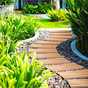 Yürüyüş Ahşap Yolu 250 Cm Veranda Yolu Yürüme Yolu Bahçe Yolu 30-40-50 Cm Seçenekli 40x250 mm