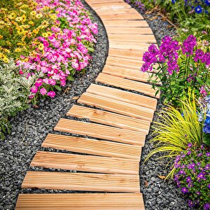 Yürüyüş Ahşap Yolu 250 Cm Veranda Yolu Yürüme Yolu Bahçe Yolu 30-40-50 Cm Seçenekli 30x250 cm