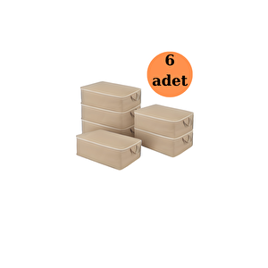 6 Adet Büyük Boy Kahverengi Yatak Baza Altı Çok Amaçlı Hurç 64 X 45 X 22 Cm
