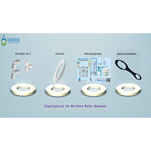 Ihlas Aura Cebilon Compact Uyumlu Açık Kasa Su Arıtma 5'li Lüx 10" Filtre Seti 80gpd Lg Membranlı