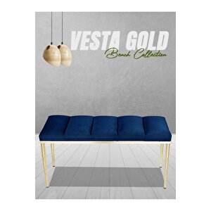 Vesta Gold Mavi-kapitoneli Model Puf&bench&koltuk-oturak-uzun Makyaj Puff-yatak Odası Ucu&önü