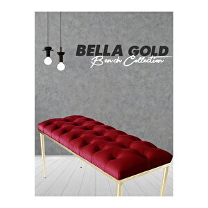 Bella Gold Bordo-kapitoneli Model Puf&bench&koltuk-oturak-uzun Makyaj Puff-yatak Odası Ucu&önü