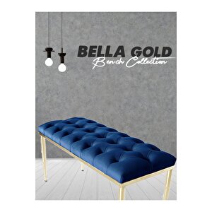 Bella Gold Mavi-kapitoneli Model Puf&bench&koltuk-oturak-uzun Makyaj Puff-yatak Odası Ucu&önü
