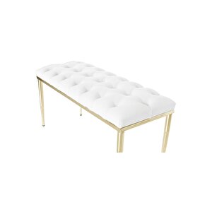 Bella Gold Beyaz-kapitoneli Model Puf&bench&koltuk-oturak-uzun Makyaj Puff-yatak Odası Ucu&önü