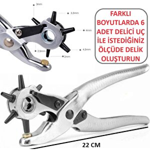Pense Kemer Delme Pensesi Delici Delik Açma 6 Başlıklı Çıtçıt Pense Deri Çanta Kıyafet Delik Açıcı