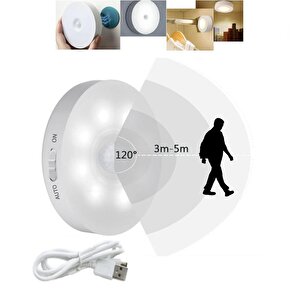 Gece Lambası Hareket Sensörlü Akıllı Usb Şarjlı Led Işık Lamba Ev Oda Mutfak Dolap Işığı