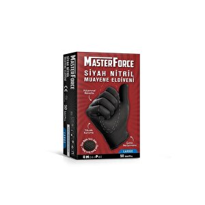 Master Force Nitril Pudrasız Kalın Siyah Eldiven Large 50'li
