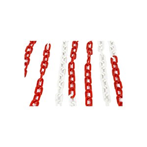 Plastik Trafik Zinciri Kırmızı-beyaz 6mm-25 Metre