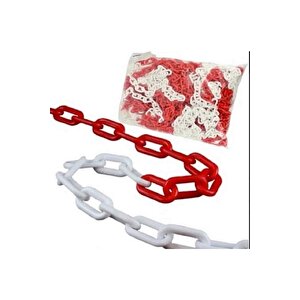 Plastik Trafik Zinciri Kırmızı-beyaz 6mm-25 Metre