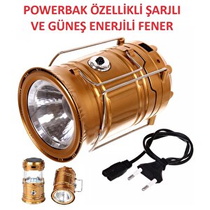 Kamp Feneri Şarjlı Güneş Enerjili Powerbank Özellikli Fener Çok Fonksiyonlu