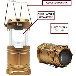 Kamp Feneri Şarjlı Güneş Enerjili Powerbank Özellikli Fener Çok Fonksiyonlu
