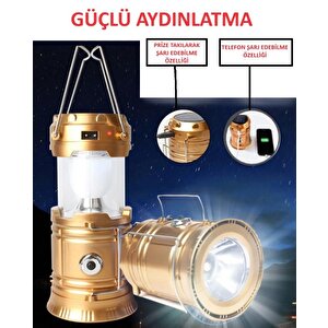 Kamp Feneri Şarjlı Güneş Enerjili Powerbank Özellikli Fener Çok Fonksiyonlu