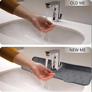 Su Engelleyici Mutfak Banyo Lavabo Musluk Kenarı Silikon Mat Sıçrama Engelleme Matı