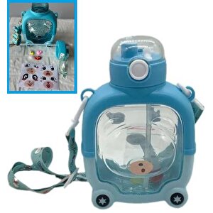Suluk Motivasyon Matarası Çocuk Okul Suluğu 1000 Ml Sticker Ayıcıklı Matara