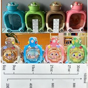 Suluk Motivasyon Matarası Çocuk Okul Suluğu 1000 Ml Sticker Ayıcıklı Matara