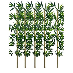 5li Set Yapay Bambu Sopası 12 Yapraklı 110cm Yapay Çiçek Bambu Duvarı Separatör Çiçeği Yapay Çiçek