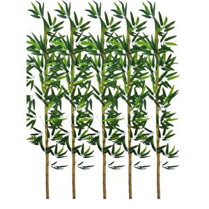 5li Set Yapay Bambu Sopası 14 Yapraklı 130cm Yapay Çiçek Bambu Duvarı Separatör Çiçeği Yapay Çiçek