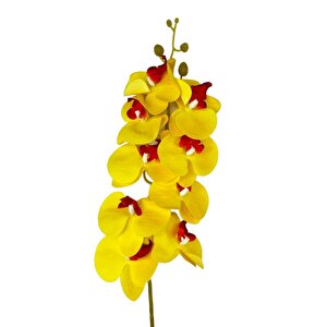 Yapay Çiçek Sarı Kırmızı Islak Orkide Gerçeksi Doku Uzun Dal 90 Cm