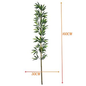 5li Set Yapay Bambu Sopası 17 Yapraklı 160cm Yapay Çiçek Bambu Duvarı Separatör Çiçeği Yapay Çiçek