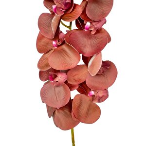 Yapay Çiçek Bordo Koyu Islak Orkide Gerçeksi Doku Uzun Dal 90 Cm