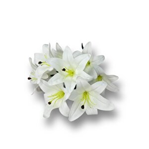 Yapay Çiçek Islak Lilyum Beyaz Renk 9 Çiçekli 55cm Gerçeksi Doku A Kalite