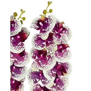Yapay Çiçek Çilli Mor Islak Orkide Gerçeksi Doku Uzun Dal 90 Cm