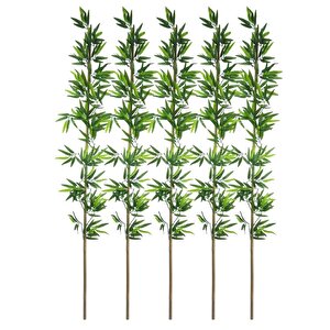 5li Set Yapay Bambu Sopası 20 Yapraklı 190cm Yapay Çiçek Bambu Duvarı Separatör Çiçeği Yapay Çiçek