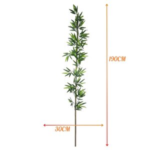 5li Set Yapay Bambu Sopası 20 Yapraklı 190cm Yapay Çiçek Bambu Duvarı Separatör Çiçeği Yapay Çiçek