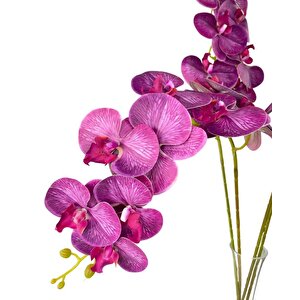 Yapay Çiçek Fuşya Damarlı Islak Orkide Uzun Dal 90 Cm Orkide
