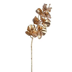 Yapay Çiçek Altın Gold Dore Rengi Orkide Uzun Dal 80 Cm Orkide