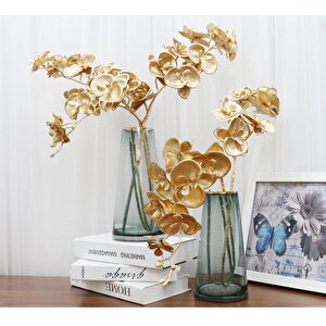 Yapay Çiçek Altın Gold Dore Rengi Orkide Uzun Dal 80 Cm Orkide