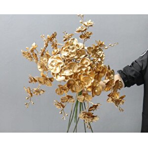 Yapay Çiçek Altın Gold Dore Rengi Orkide Uzun Dal 80 Cm Orkide