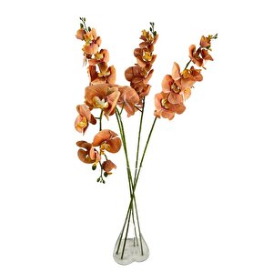 Yapay Çiçek Somon Rengi Islak Orkide Uzun Dal 90 Cm Orkide