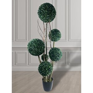 Yapay Ağaç Siyah Saksıda Yeşil Top Şimşir Ağacı 6 Toplu 175cm Yapay Çiçek