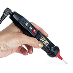 Mayilon Ht121 Kalem Tip Akıllı Multimetre Işıklı Ve Sesli Alarm Fenerli