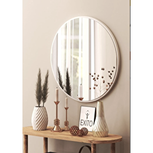 Dekoratif Yuvarlak Ayna Beyaz 60 Cm 5704
