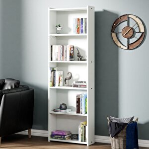 Kts2 Modern Kitaplık 5 Raflı 60x180 cm Beyaz