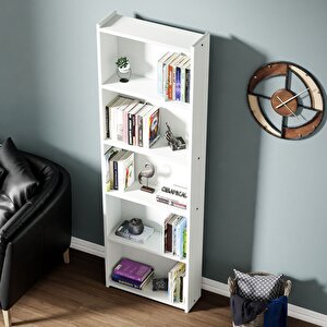Kts2 Modern Kitaplık 5 Raflı 60x180 cm Beyaz