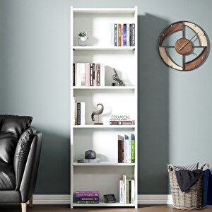 Kts2 Modern Kitaplık 5 Raflı 60x180 cm Beyaz