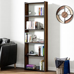 Kts2 Modern Kitaplık 5 Raflı 60x180 cm Ceviz
