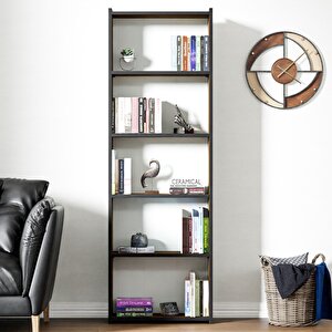Kts2 Modern Kitaplık 5 Raflı 60x180 cm Ceviz